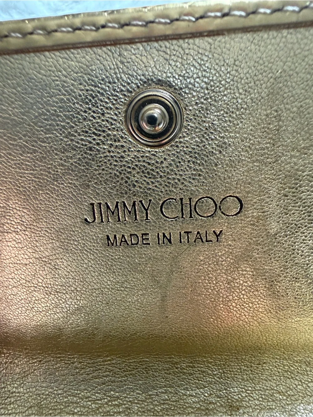 Jimmy Choo Metallic Gold Pyramid-Stud Card Holder